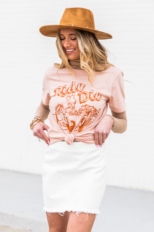 Ride Or Die Peach Graphic Tee Outlet π Pink Lily Ride Or Die Peach Graphic Tee π― -Tees Shop
