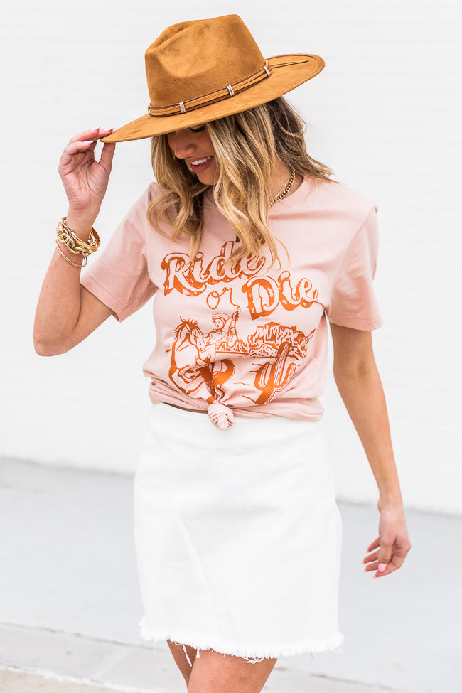 Ride Or Die Peach Graphic Tee Outlet π Pink Lily Ride Or Die Peach Graphic Tee π― -Tees Shop