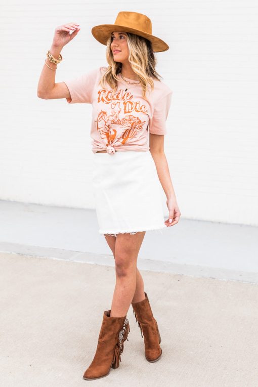 Outlet 🎉 Pink Lily Ride Or Die Peach Graphic Tee 💯 -Tees Shop