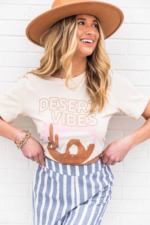 Cheap 🥰 Pink Lily Desert Vibes Graphic Soft Cream Tee 🥰 -Tees Shop