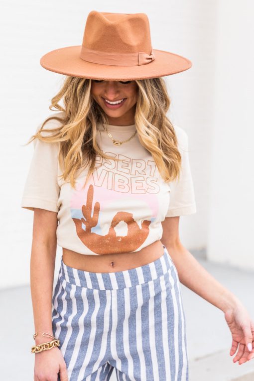 Cheap 🥰 Pink Lily Desert Vibes Graphic Soft Cream Tee 🥰 -Tees Shop