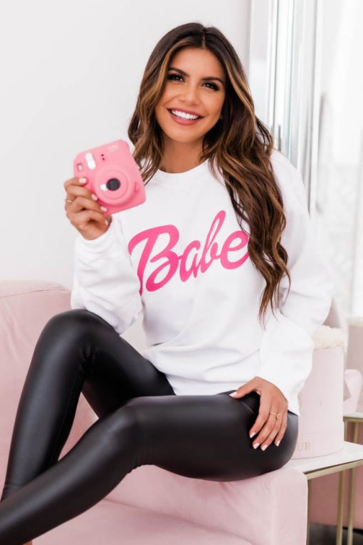 Top 10 👍 Pink Lily Babe White Graphic Sweatshirt ❤️ -Tees Shop 1K0A5089 6a30df89 c91b 4b8f bb01