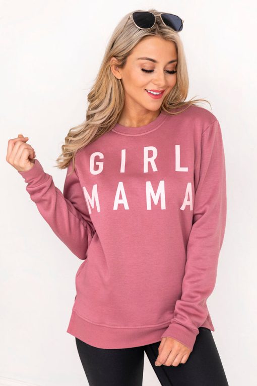Flash Sale 👏 Pink Lily Girl Mama Super Soft Fleece Mauve Graphic Sweatshirt 🛒 -Tees Shop