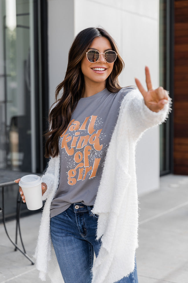 Discount 🤩 Pink Lily Fall Kind Of Girl Grey Graphic Tee 🌟 -Tees Shop