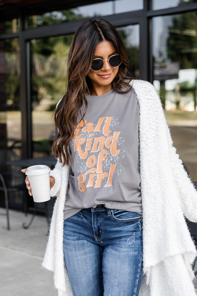 Discount 🤩 Pink Lily Fall Kind Of Girl Grey Graphic Tee 🌟 -Tees Shop
