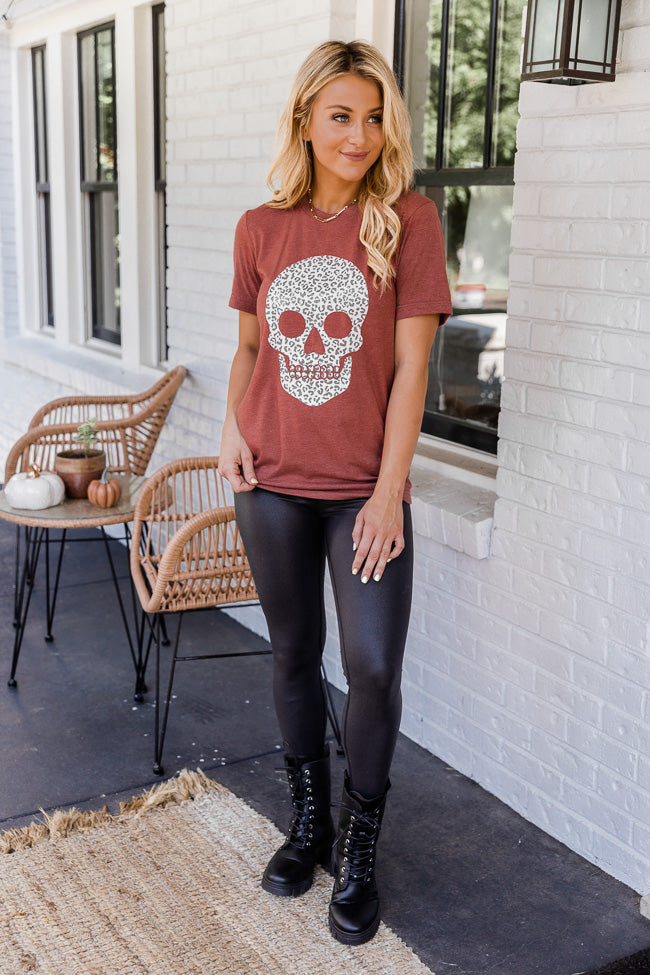 Top 10 ✨ Pink Lily Animal Print Skull Rust Graphic Tee ❤️ -Tees Shop