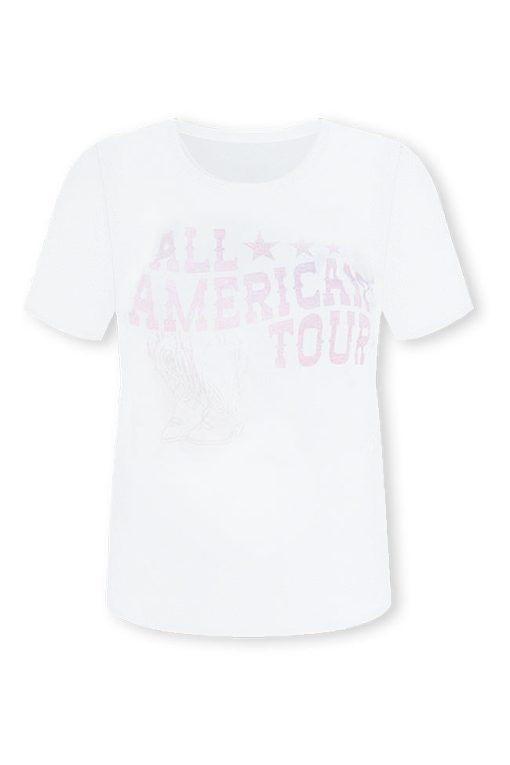 New 💯 Pink Lily All American Tour Cream Graphic Tee 😀 -Tees Shop