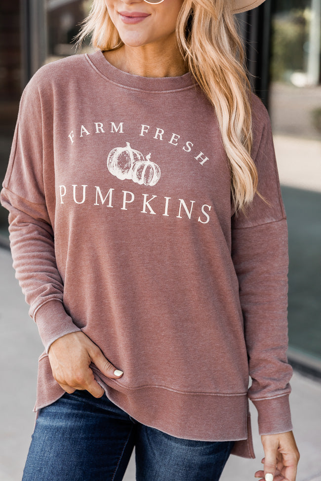 Buy 💯 Pink Lily Farm Fresh Pumpkins Rust Graphic Sweatshirt 😀 -Tees Shop