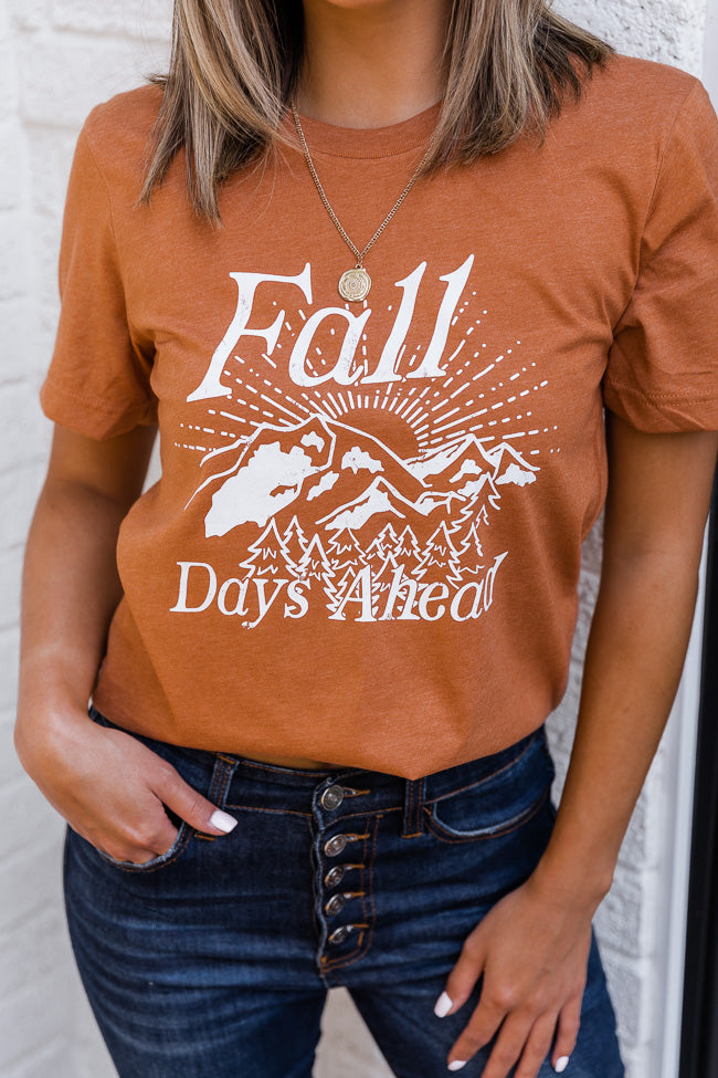 Deals 🎁 Pink Lily Fall Days Ahead Burnt Orange Graphic Tee 🔥 -Tees Shop
