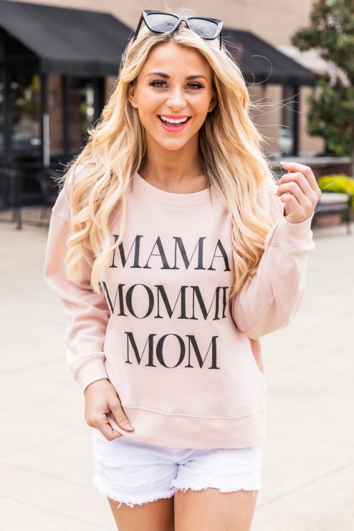 Deals 🌟 Pink Lily Mama Mommy Mom Pale Pink Graphic Sweatshirt 🎁 -Tees Shop