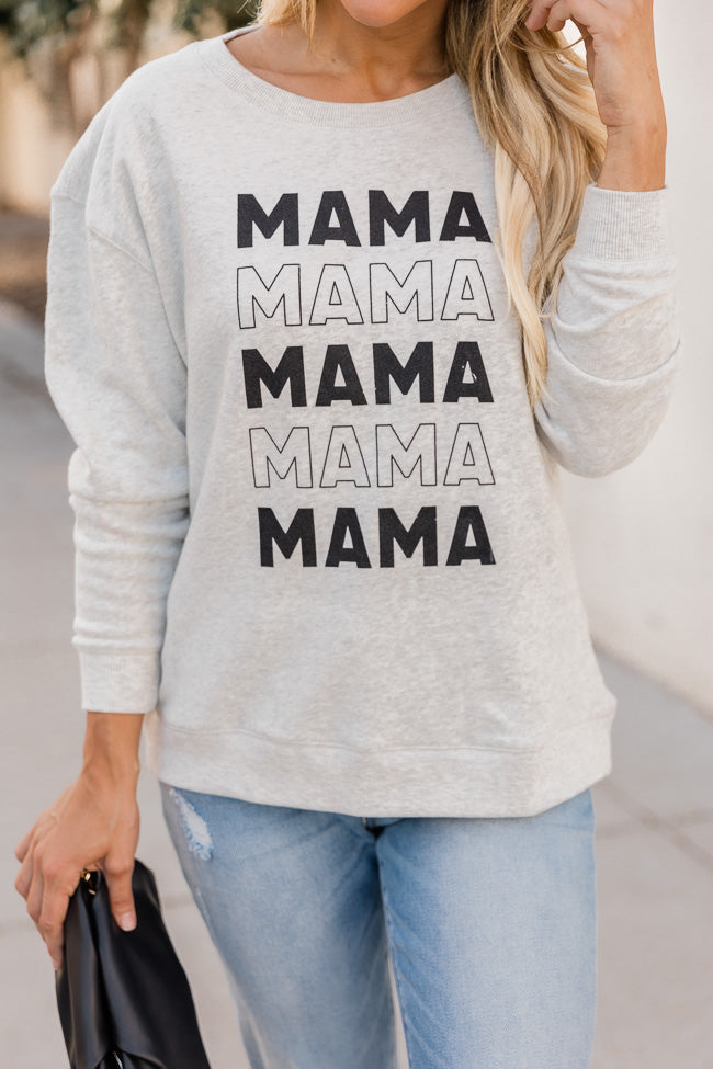 Mama Multi Heather Sand Graphic Sweatshirt New ⌛ Pink Lily Mama Multi Heather Sand Graphic Sweatshirt ⭐ -Tees Shop