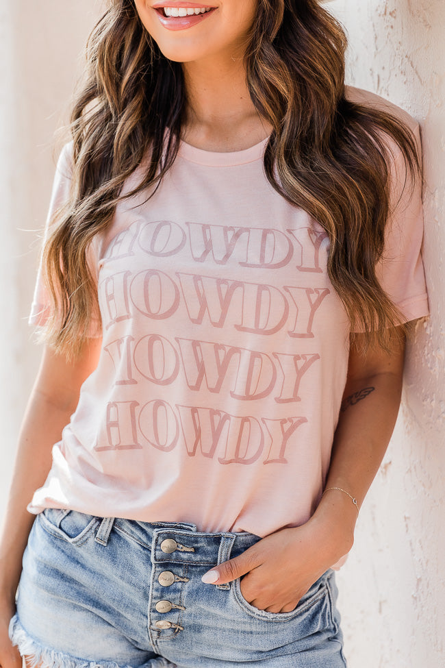 Best deal 🎁 Pink Lily Howdy Wave Graphic Peach Tee 🎁 -Tees Shop