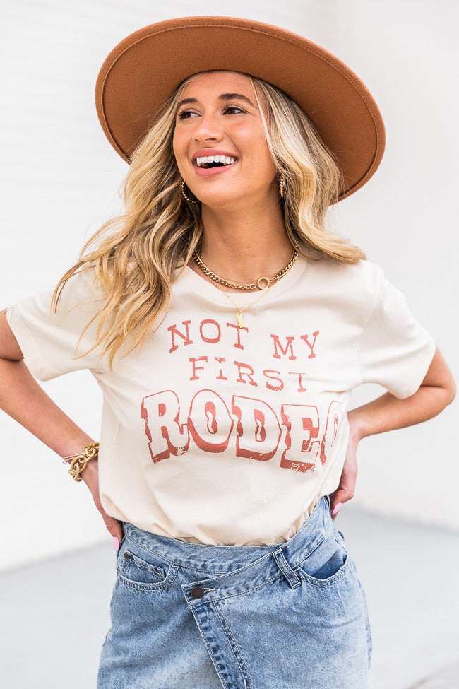 Outlet ⌛ Pink Lily Not My First Rodeo Graphic Soft Cream Tee 👏 -Tees Shop