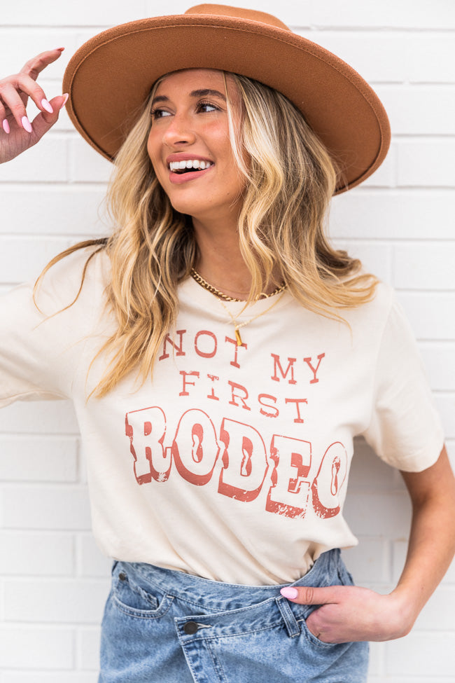 Outlet ⌛ Pink Lily Not My First Rodeo Graphic Soft Cream Tee 👏 -Tees Shop