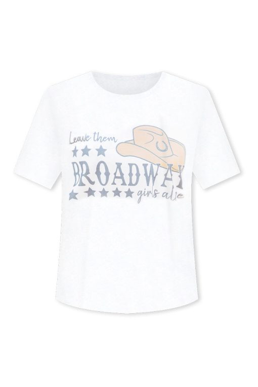 Brand new ✨ Pink Lily Leave Them Broadway 👧 Girls Alone Cream Graphic Tee 👍 -Tees Shop