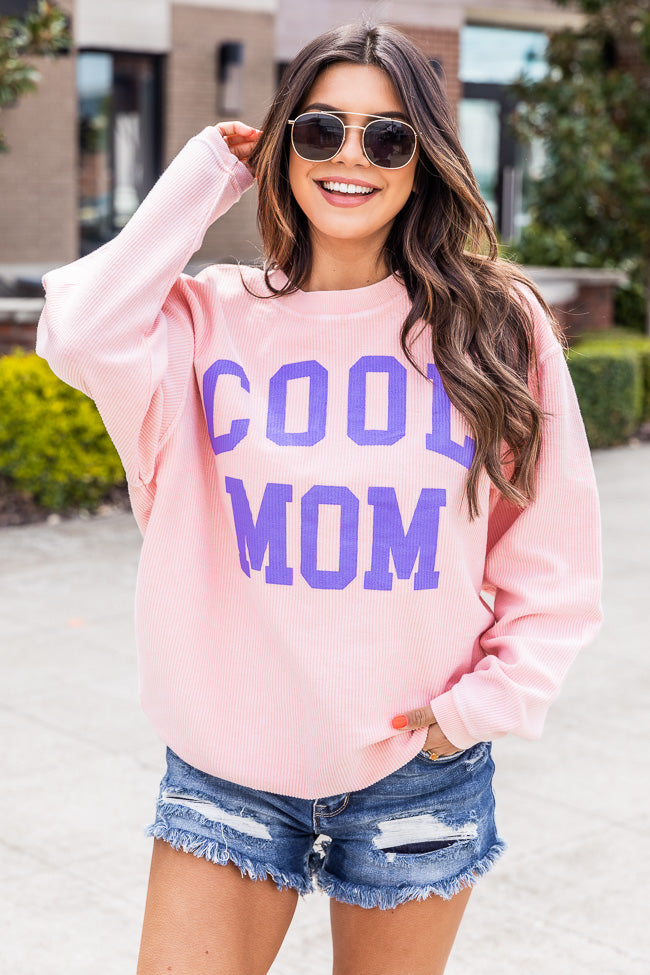 Cheap 🔔 Pink Lily Cool Mom Pink Corded Graphic Sweatshirt 🥰 -Tees Shop