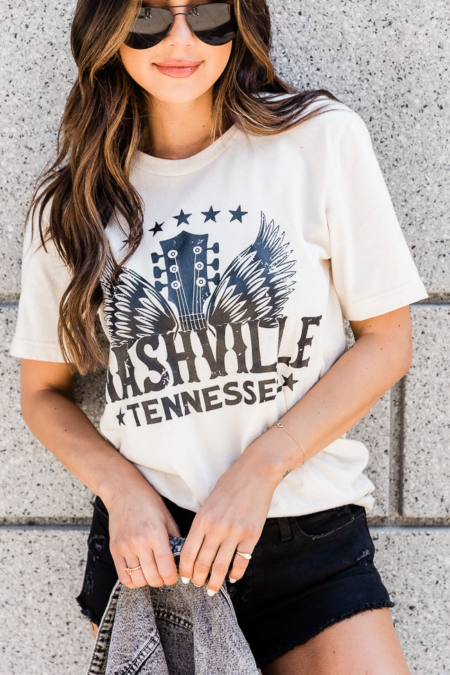 Coupon 😍 Pink Lily Nashville Wings Cream Graphic Tee 💯 -Tees Shop