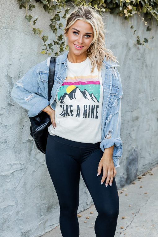 Discount ⭐ Pink Lily Take A Hike Ivory Graphic Tee ✨ -Tees Shop