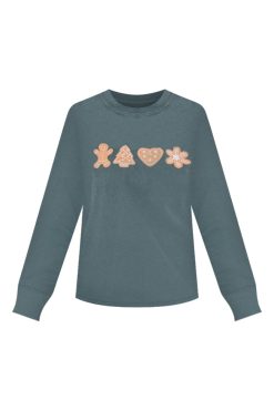 Hot Sale 👏 Pink Lily ❄ Christmas Cookies Dark Green Long Sleeve Graphic Tee 🎁 -Tees Shop christmas cookies dark green graphic sweatshirt 650x